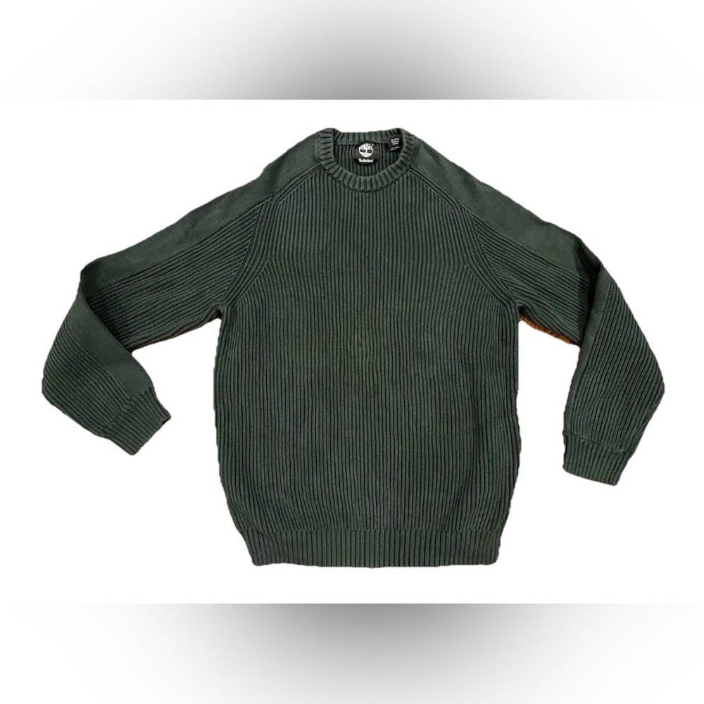Vintage Timberland Sweater‎ Heavy Cotton Ribbed Pullover Large Olive Green